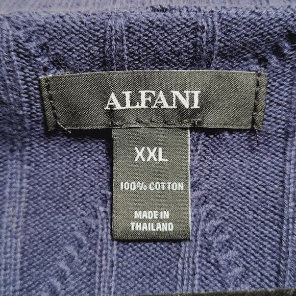 Alfani 100% Cotton Navy Blue Ribbed Crew Neck Pullover Sweater Size XXL - Picture 6 of 7